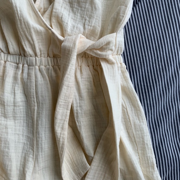 Monrow Gauze Wrap Romper in Buttercream - Picture 4 of 7